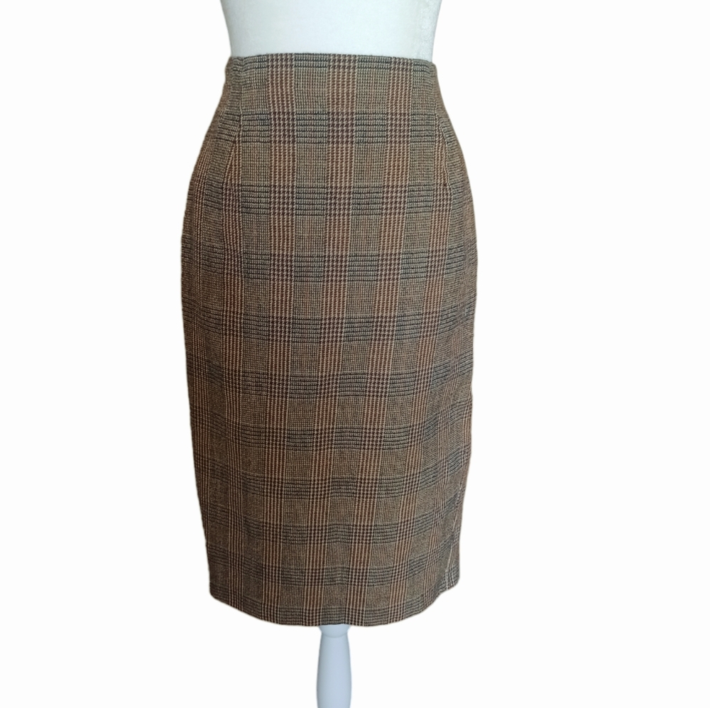 Marks & Spencer St Michael London Brown Wool Tweed Pencil Skirt Size 6 US
